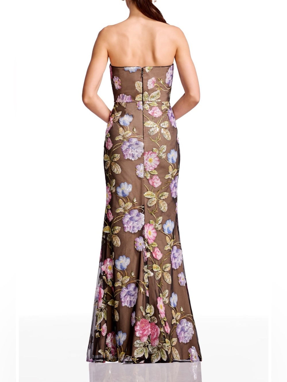 Dress the Population Fernanda Embroidered Floral Strapless Gown Size Large - Picture 4 of 13